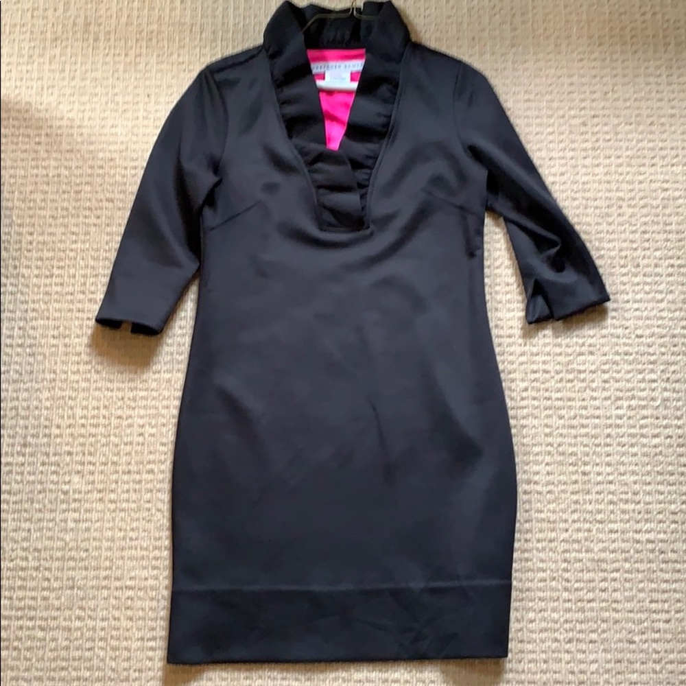 Gretchen Scott Jersey ruffneck dress black